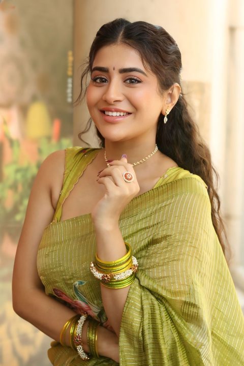 Rashi Singh Stills in Lime Green Saree | Transfer Trimurthulu Launch