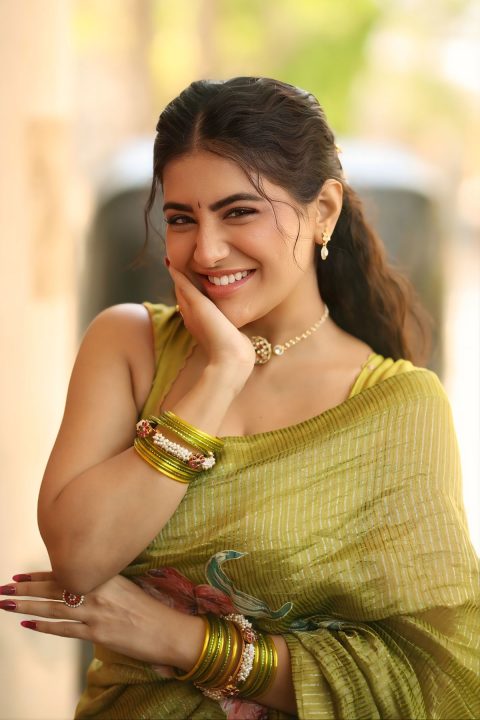 Rashi Singh Latest Photos: Lime Green Linen Saree Fashion