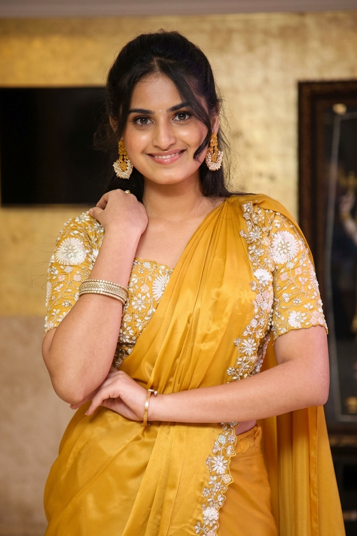 Rayancha Kokkura Sets Ethnic Goals in Mustard Silk Saree