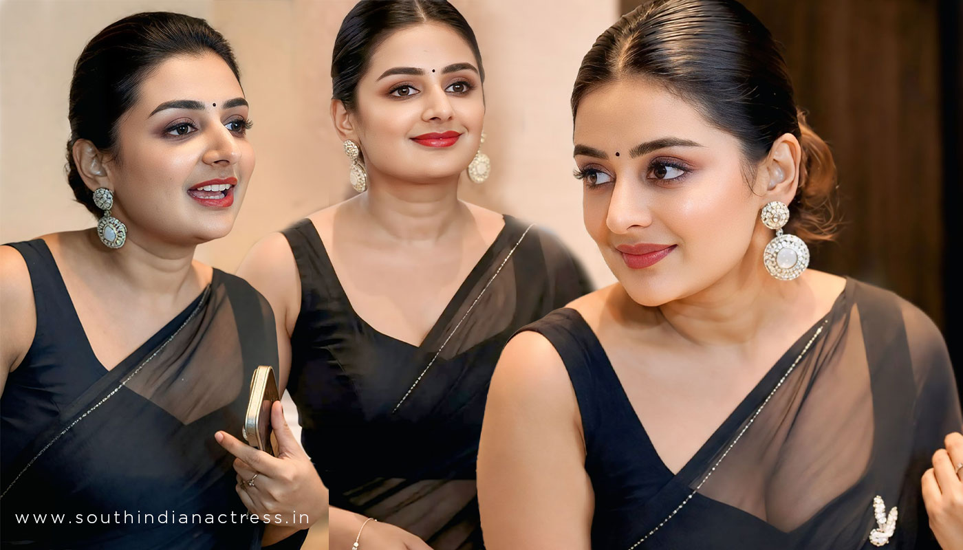Esther Anil Radiates Charm in Black Saree Gallery