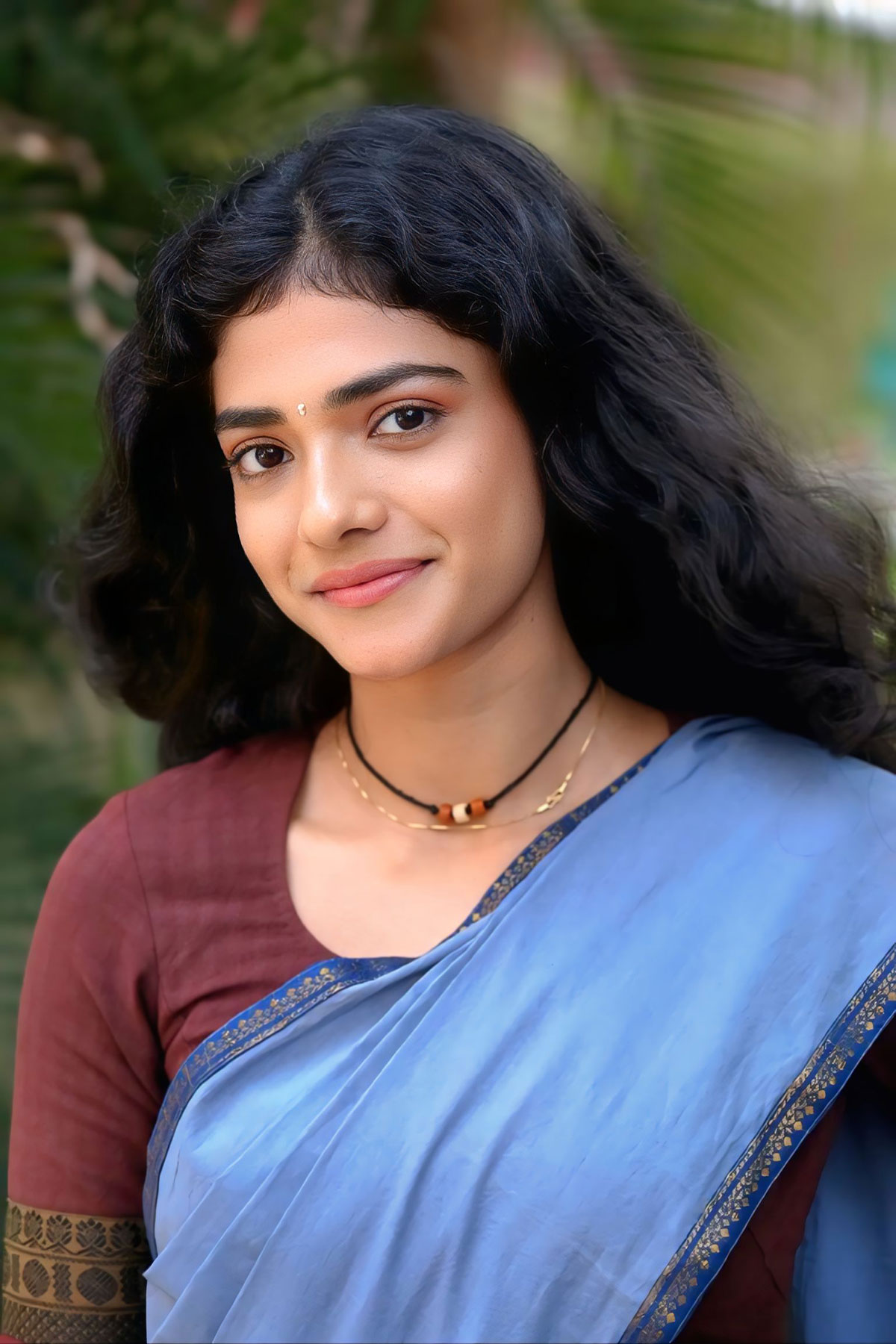 Ahilya Bamroo Stills in Slate Blue Saree | Sing Geetham Press Meet