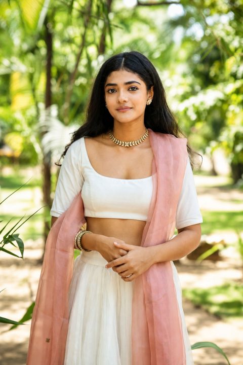 Sing Geetham Pre-Release: Ahilya Bamroo White Lehenga Photos