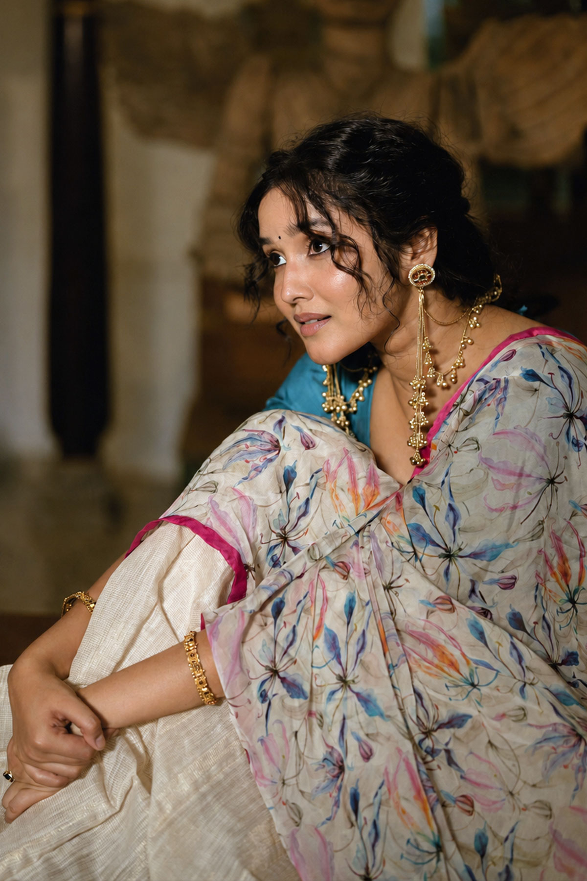 Anikha Surendran Steals the Show in Teal Blouse & Floral Lehenga