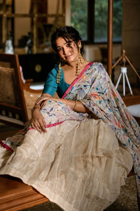 Latest Trend: Anikha Surendran in Floral Half-Saree Style