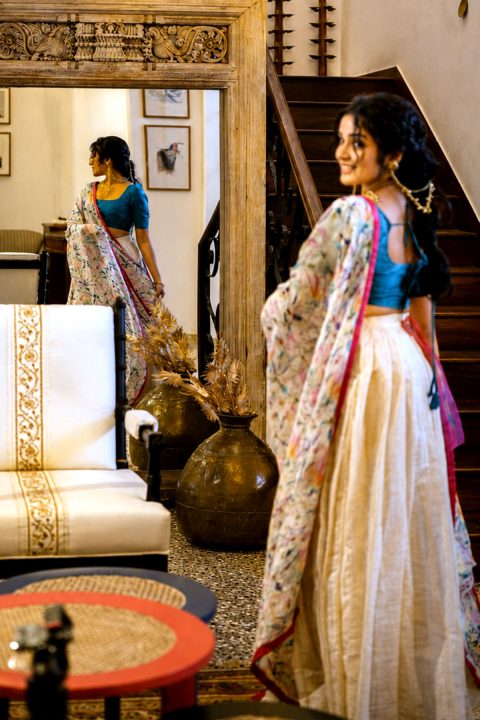 Gorgeous Anikha Surendran HD Wallpapers in Floral Half-Saree