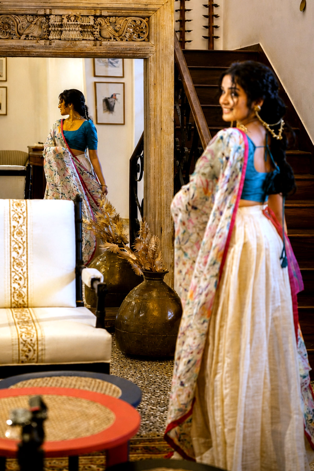 Gorgeous Anikha Surendran HD Wallpapers in Floral Half-Saree