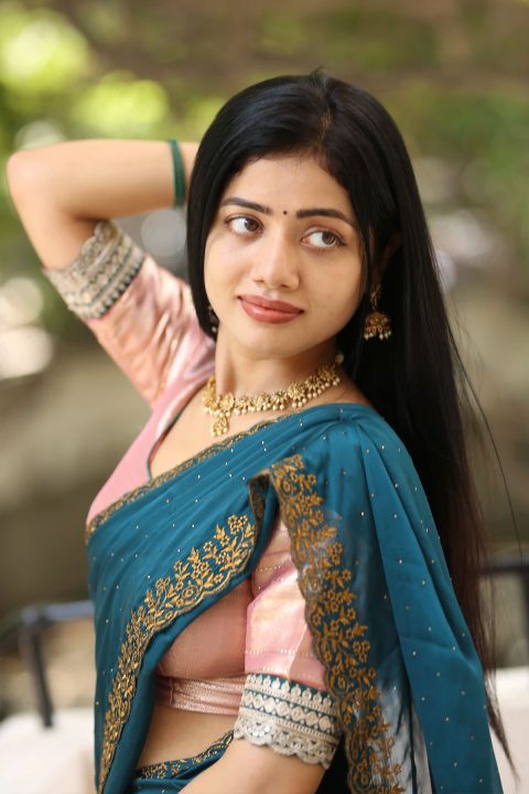 Bhairavi Ardhya Stills in Peach Half Saree | Kotha Malupu Interview