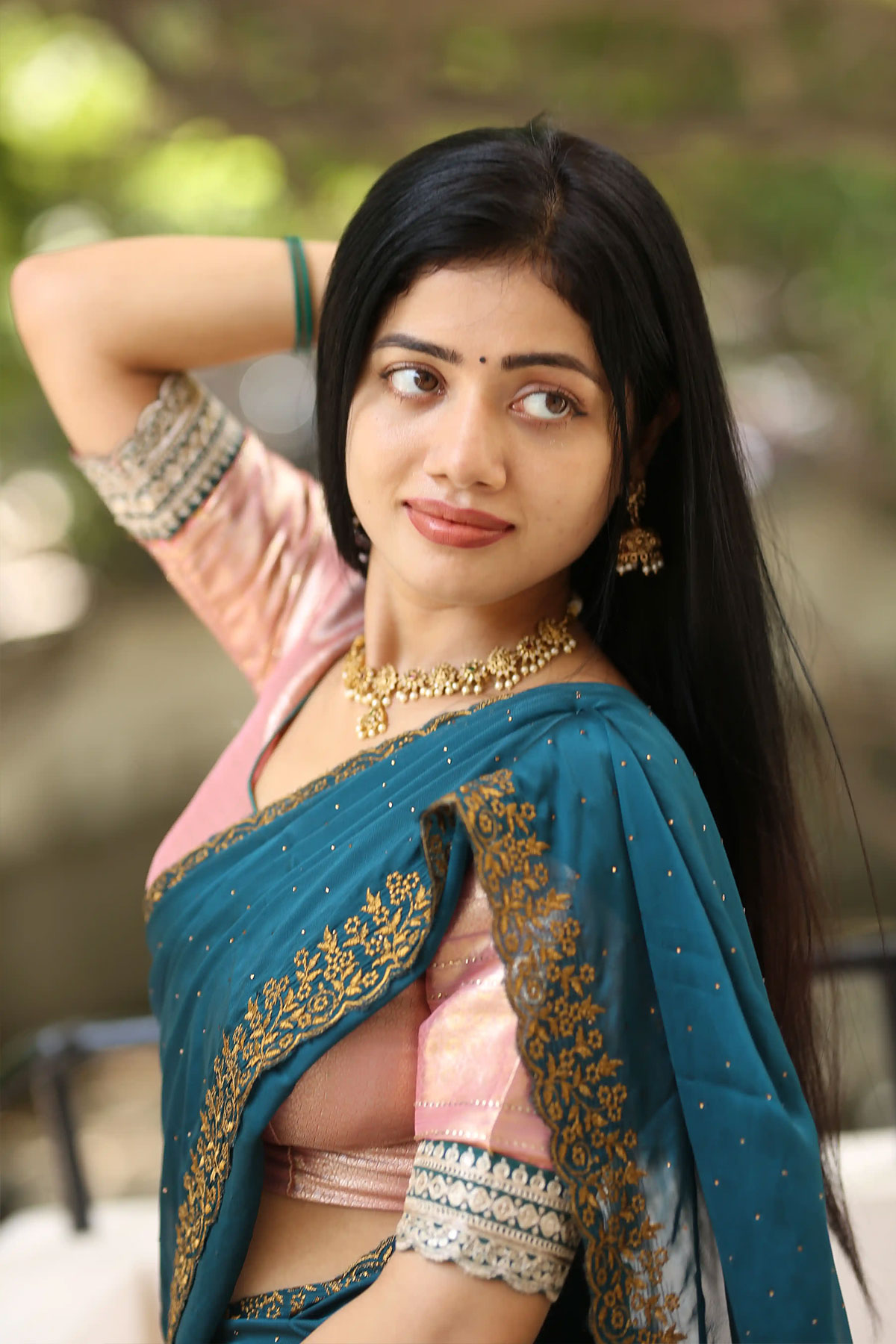 Bhairavi Ardhya Stills in Peach Half Saree | Kotha Malupu Interview