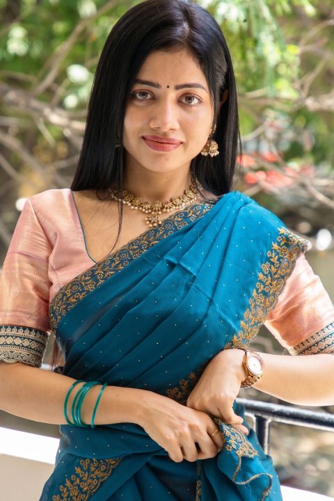 Bhairavi Ardhya Latest Photos: Peach Half Saree Fashion