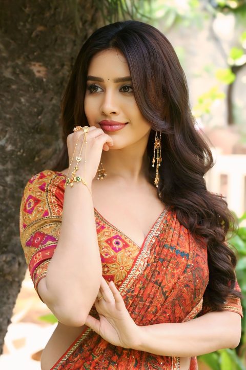 Beautiful Nabha Natesh Images in Traditional Kalamkari Ethnic Wear