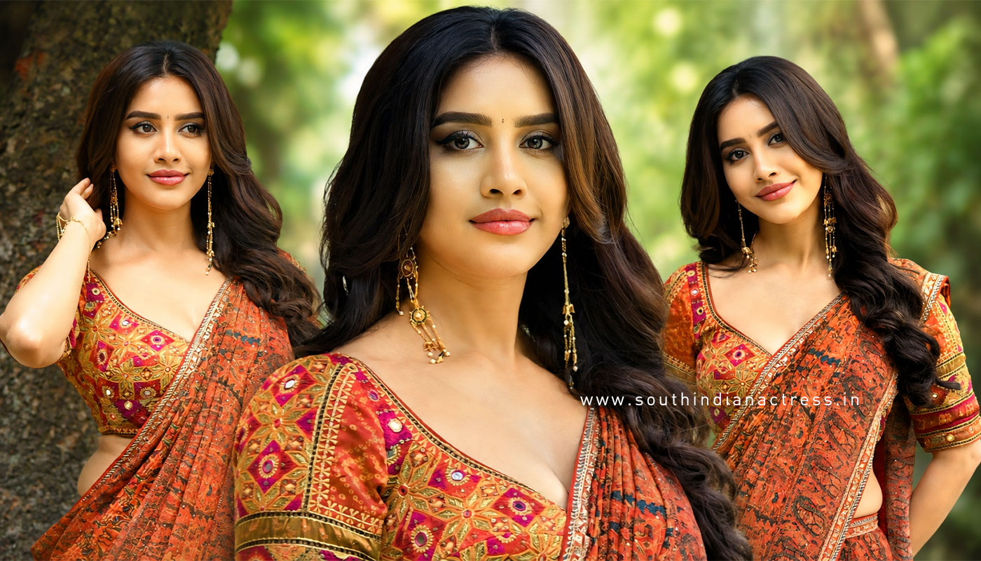 Tollywood Diva Nabha Natesh Shines in Kalamkari Saree Stills