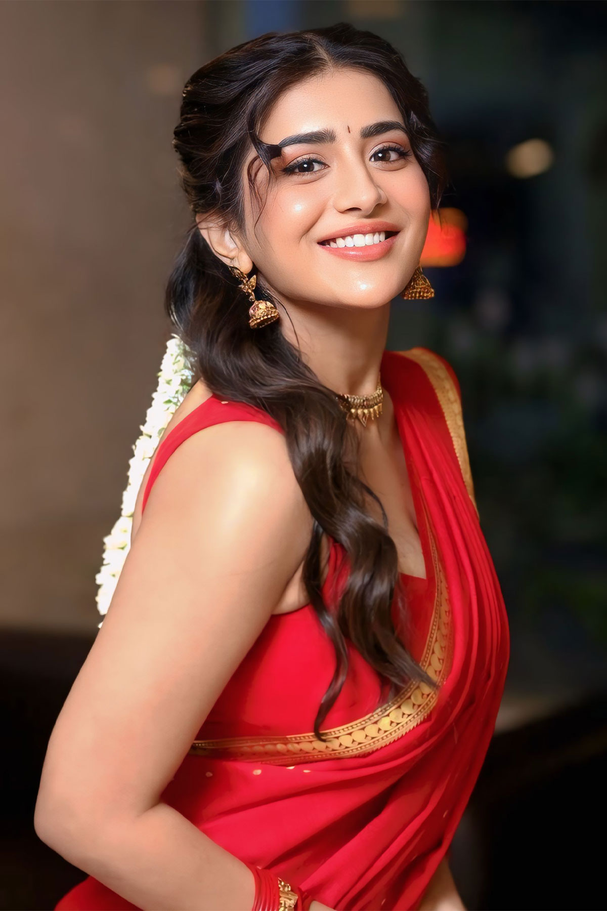 Rashi Singh Stills in Red Silk Saree | Transfer Trimurthulu Event