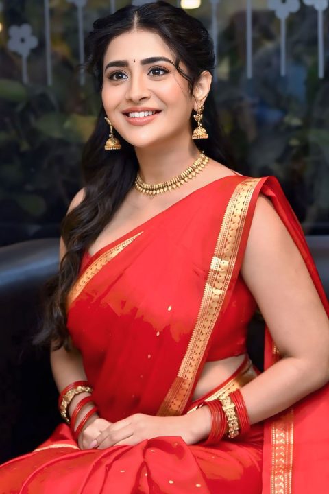 Rashi Singh Traditional Avatar: Gajra and Red Saree