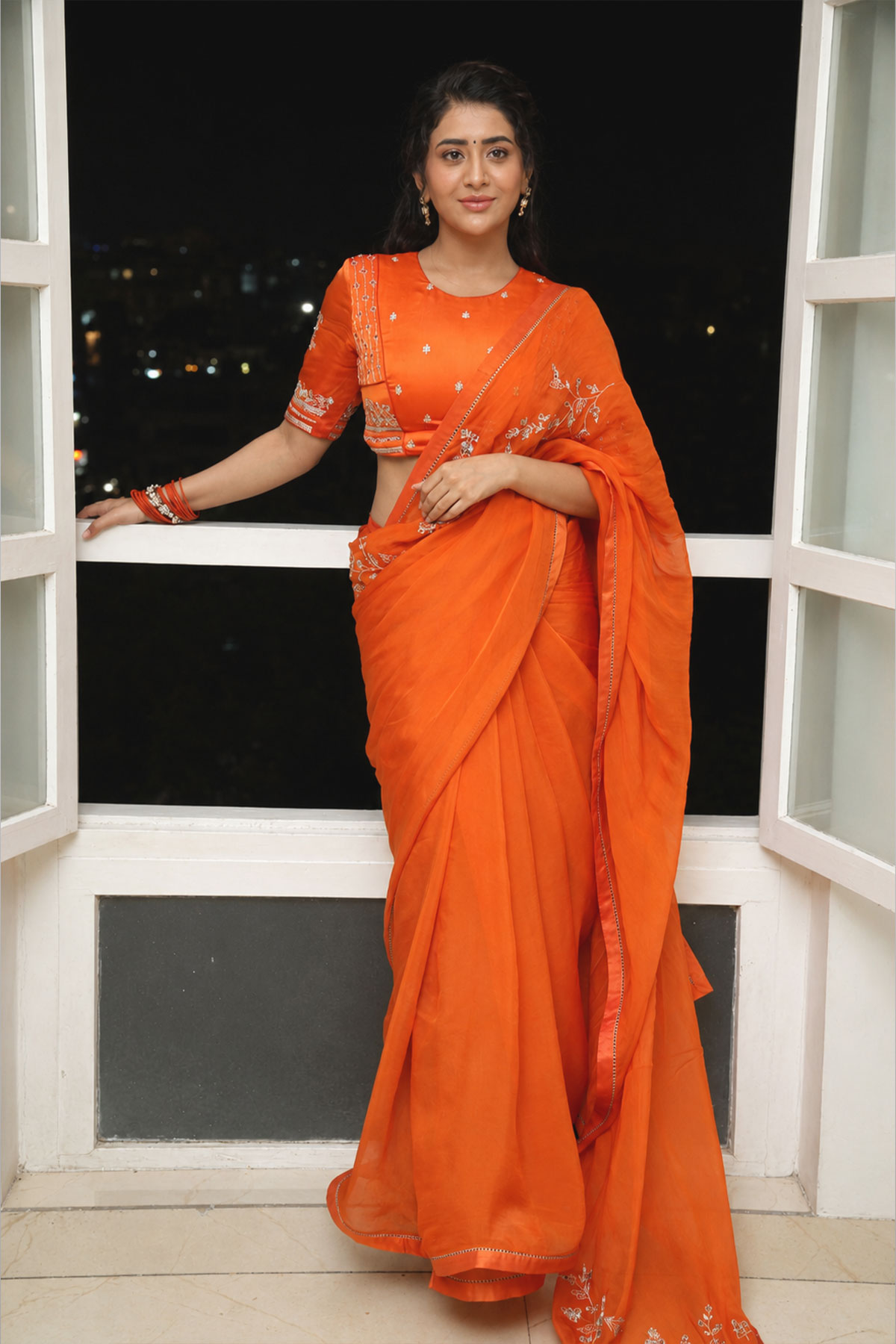Rashi Singh Latest Photos: Vibrant Orange Saree Fashion Stills