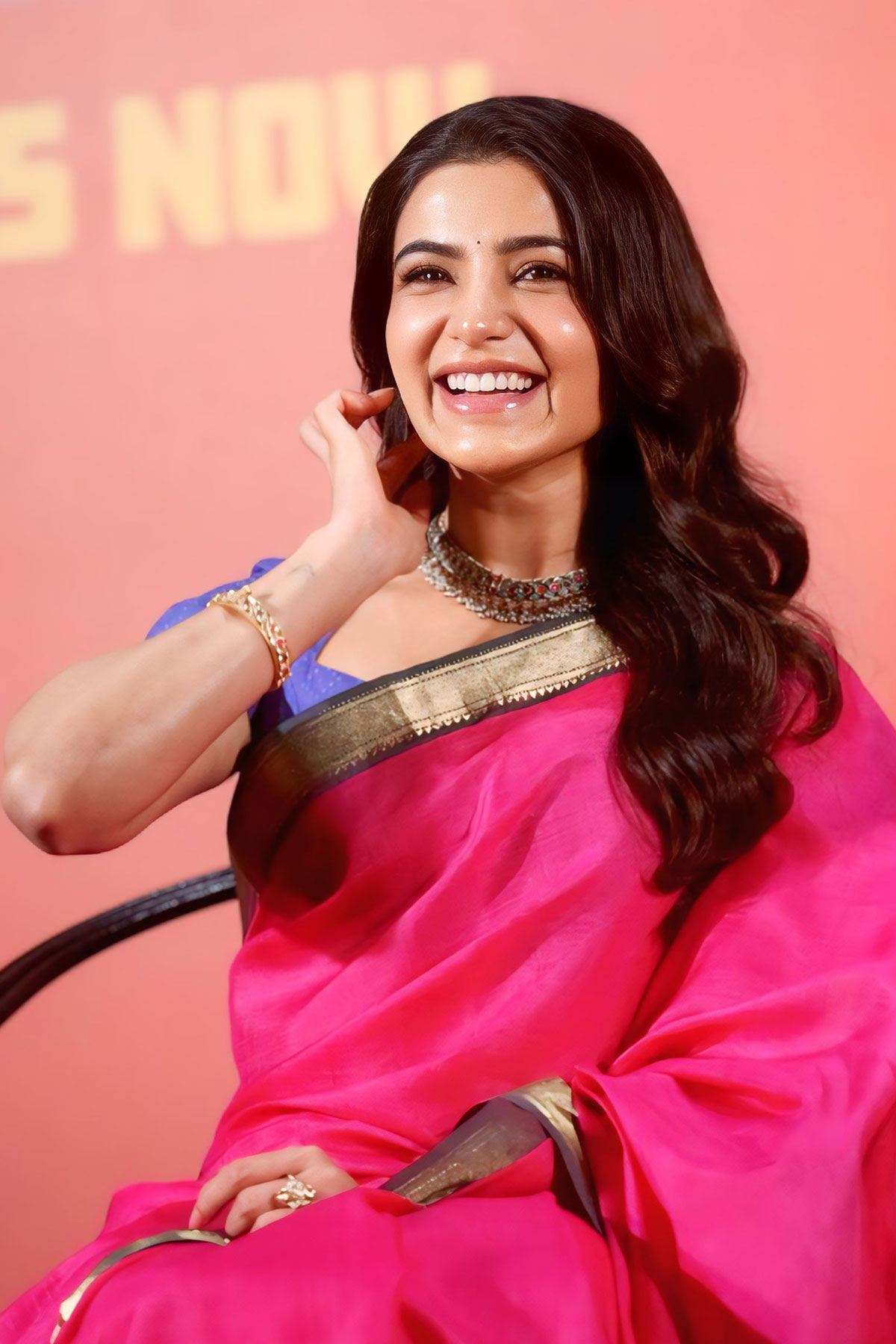 Samantha Ruth Prabhu Dazzles in Vibrant Pink Silk Saree