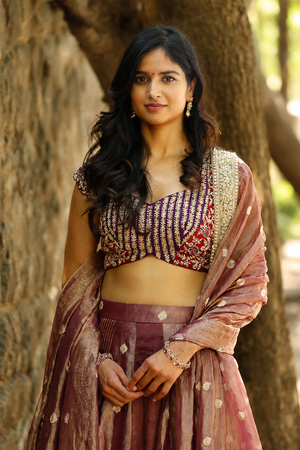 Shalini Kondepudi Radiates Charm in Purple-Red Lehenga Gallery