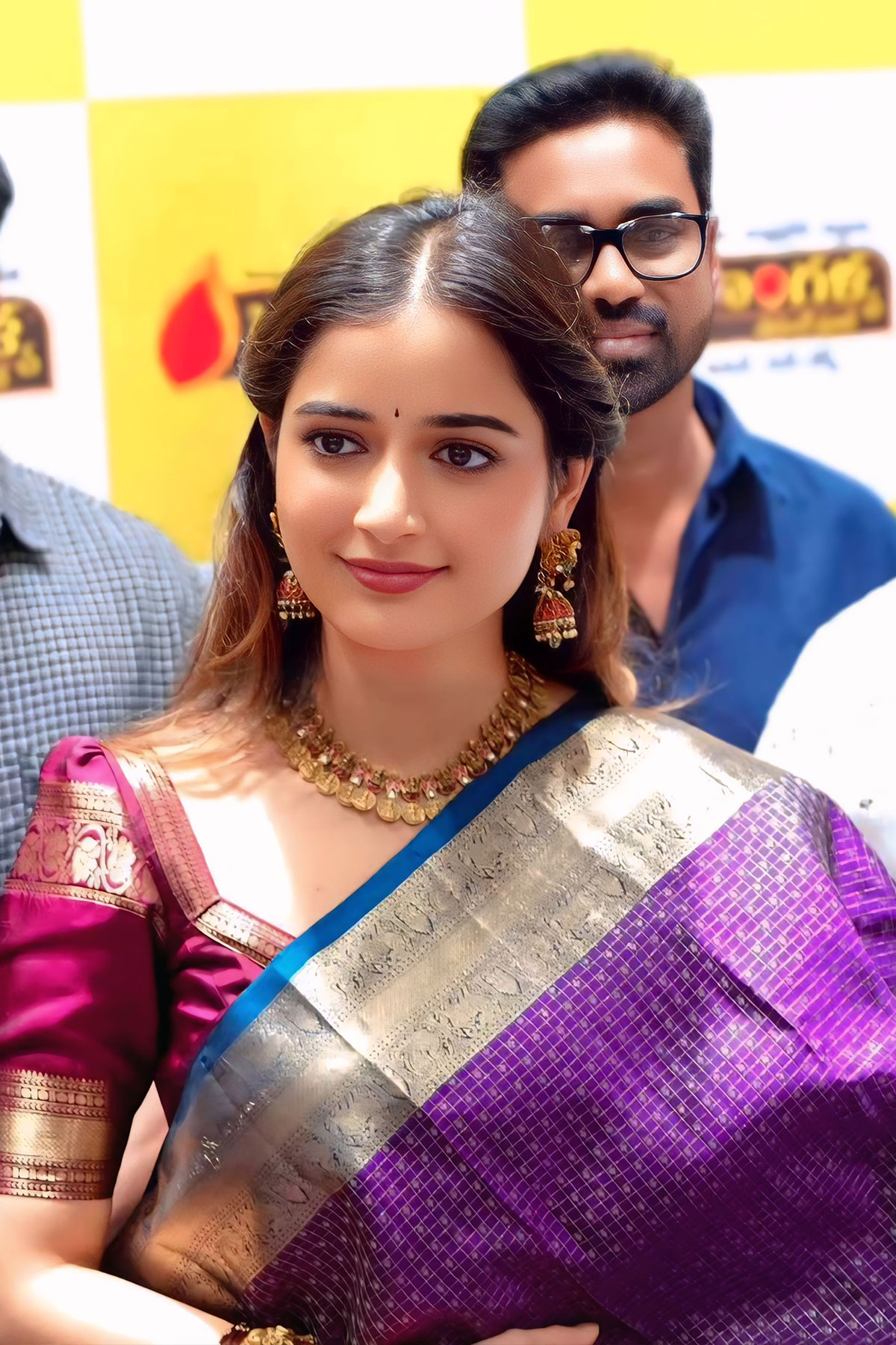 Ashika Ranganath Ethnic Silk Saree at Maangalya Mall Event