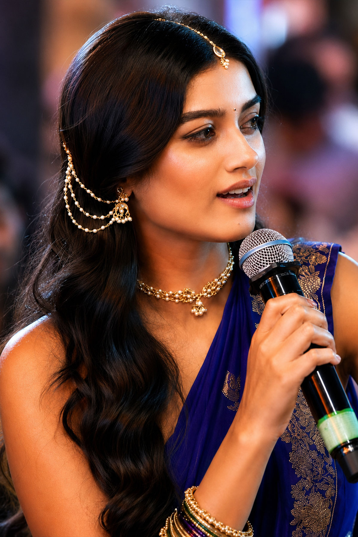 BhagyaShri Borse Lenin Movie Tirupati Event Saree Look