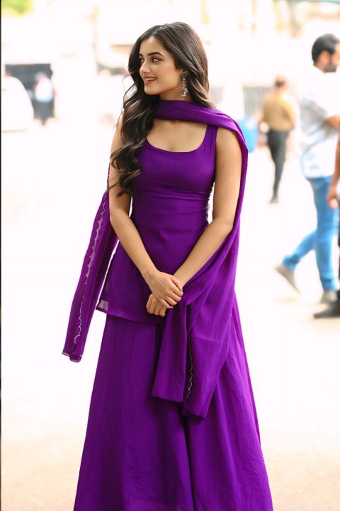 Beautiful Bhagyashri Borse Violet Kurta Lenin Movie Success