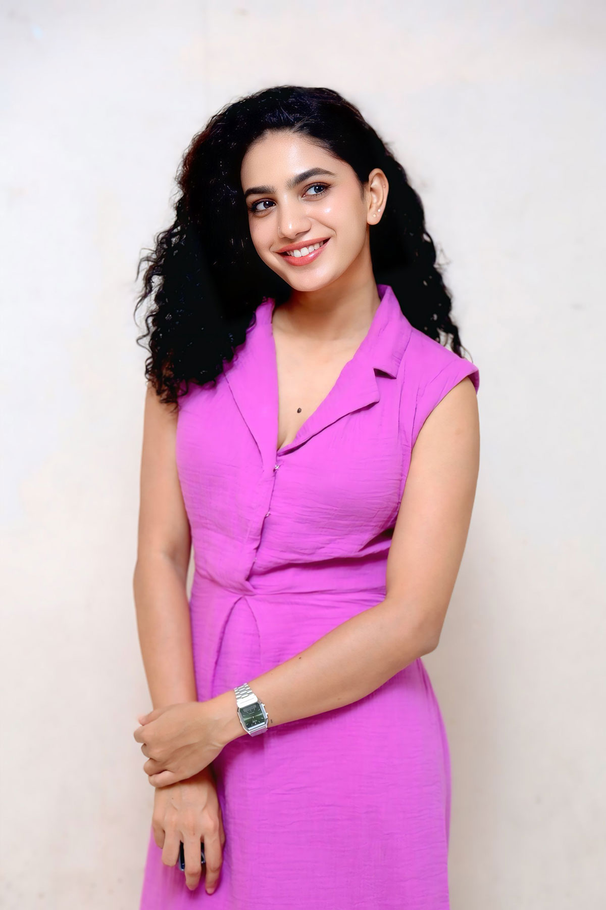 Deepa Thomas New Glamorous Images in Lilac Shirt Dress