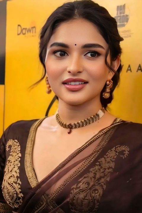Actress Kayadu Lohar Dark Chocolate Saree Outfit