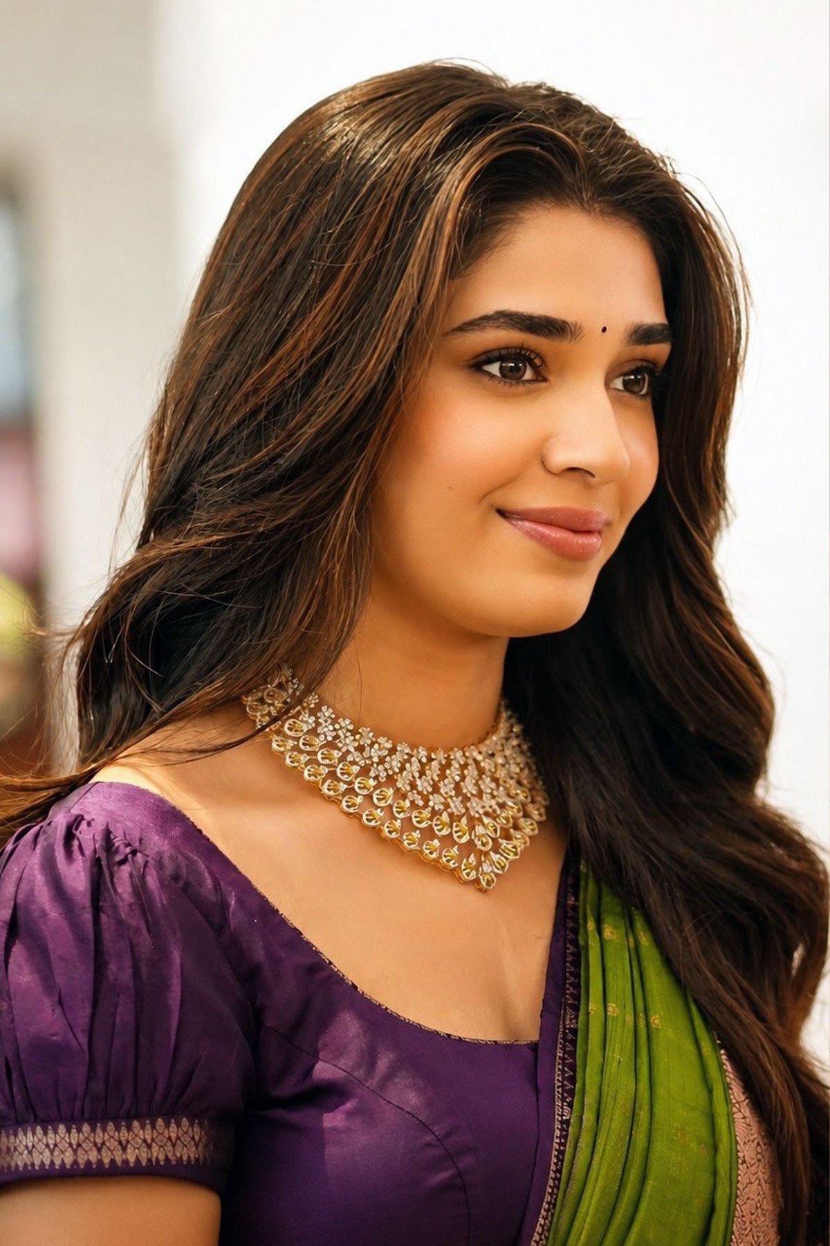 Krithi Shetty Beautiful Olive Green Saree Bhimavaram Mall Opening