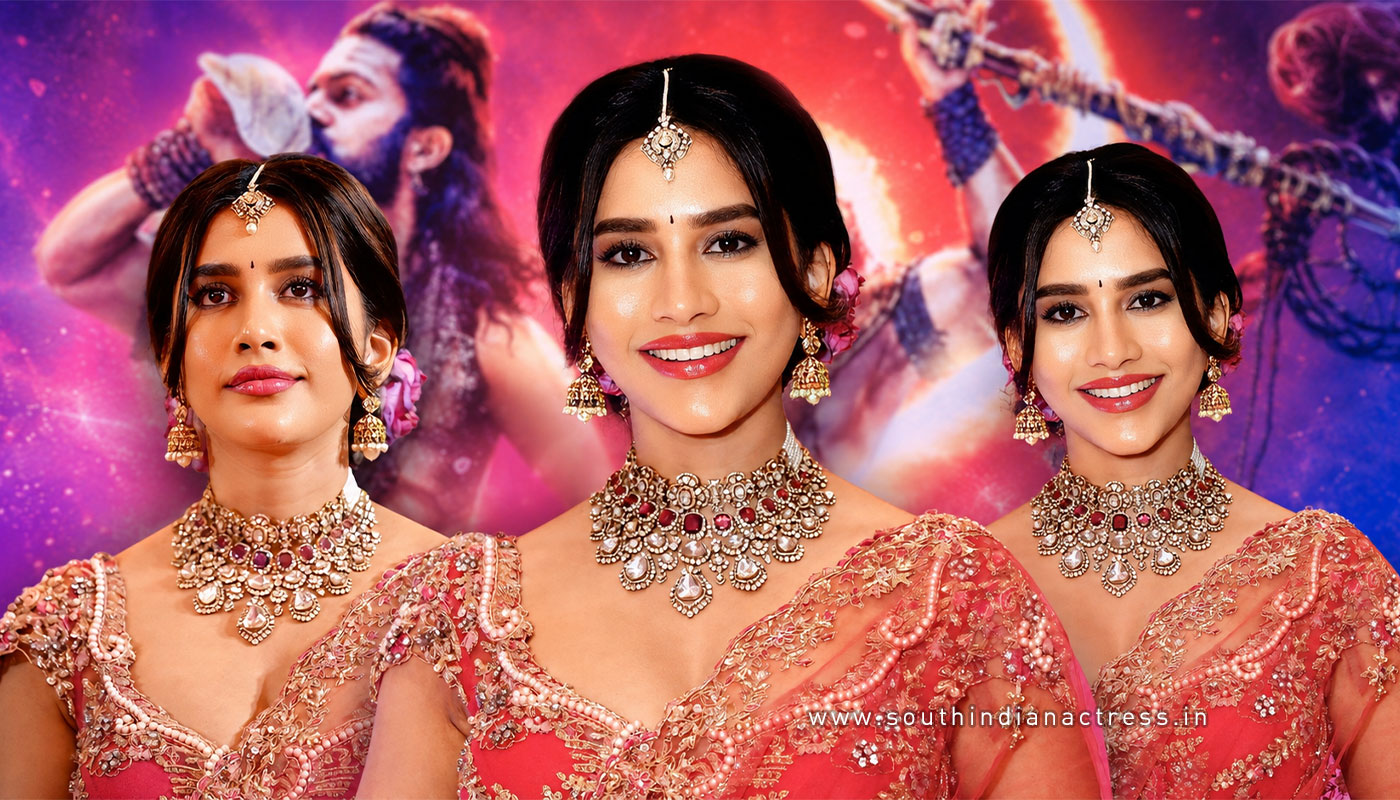 Stunning Traditional Look: Nabha Natesh at Nagabandham Movie Event