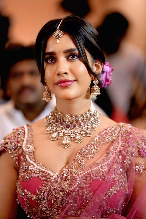 Nagabandham Pre-Release Event: Nabha Natesh Latest Pink Lehenga Photos