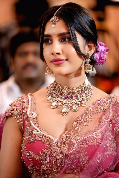 Nabha Natesh Nagabandham Press Meet: Dazzling in Pink Traditional Wear