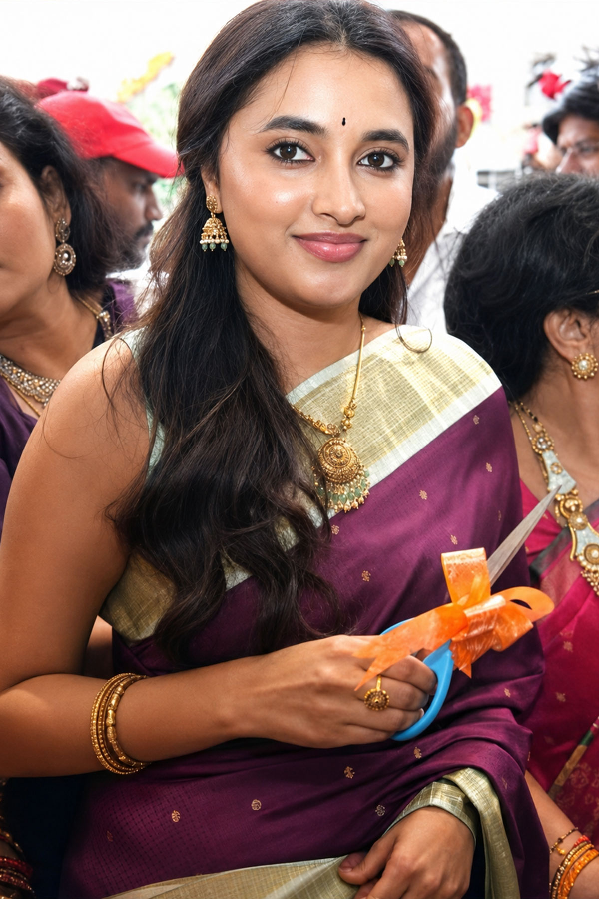 Priyanka Mohan Gold Temple Jewellery and Silk Saree Look