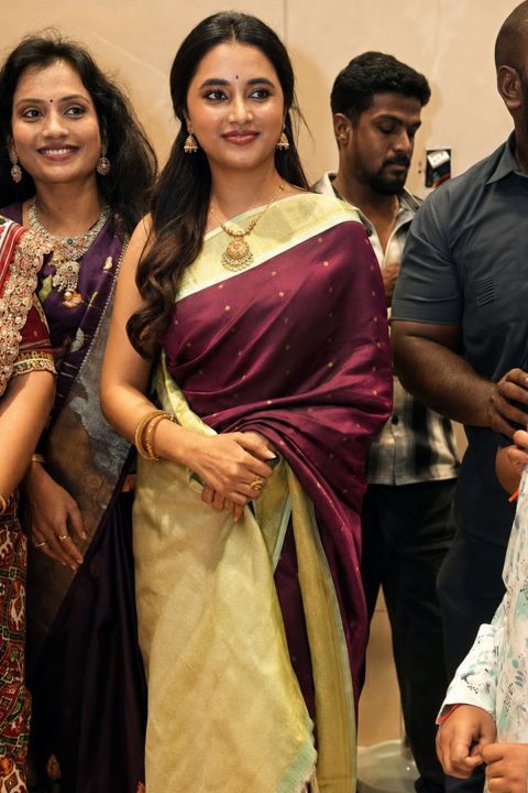 Priyanka Mohan Elegant Wine Purple Silk Saree Fashion