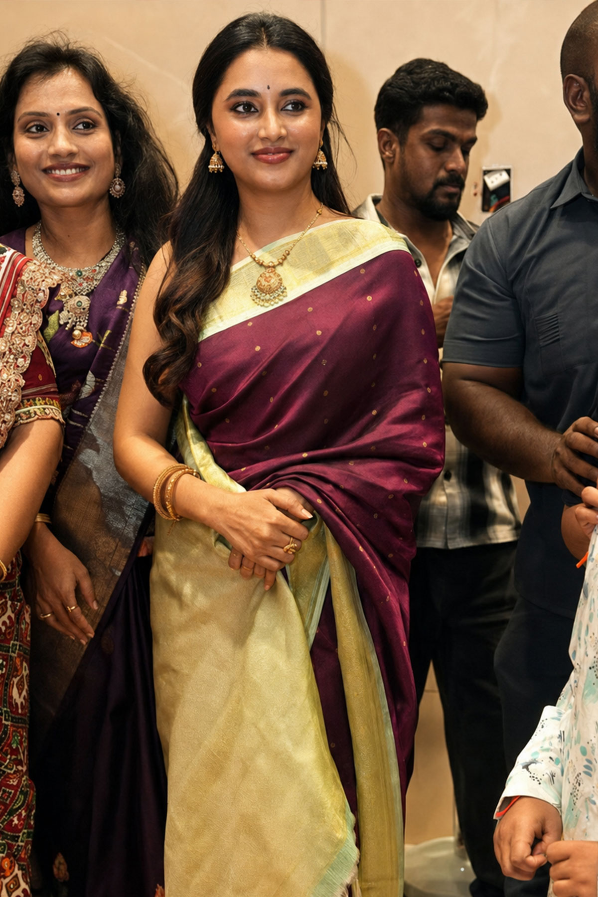 Priyanka Mohan Elegant Wine Purple Silk Saree Fashion