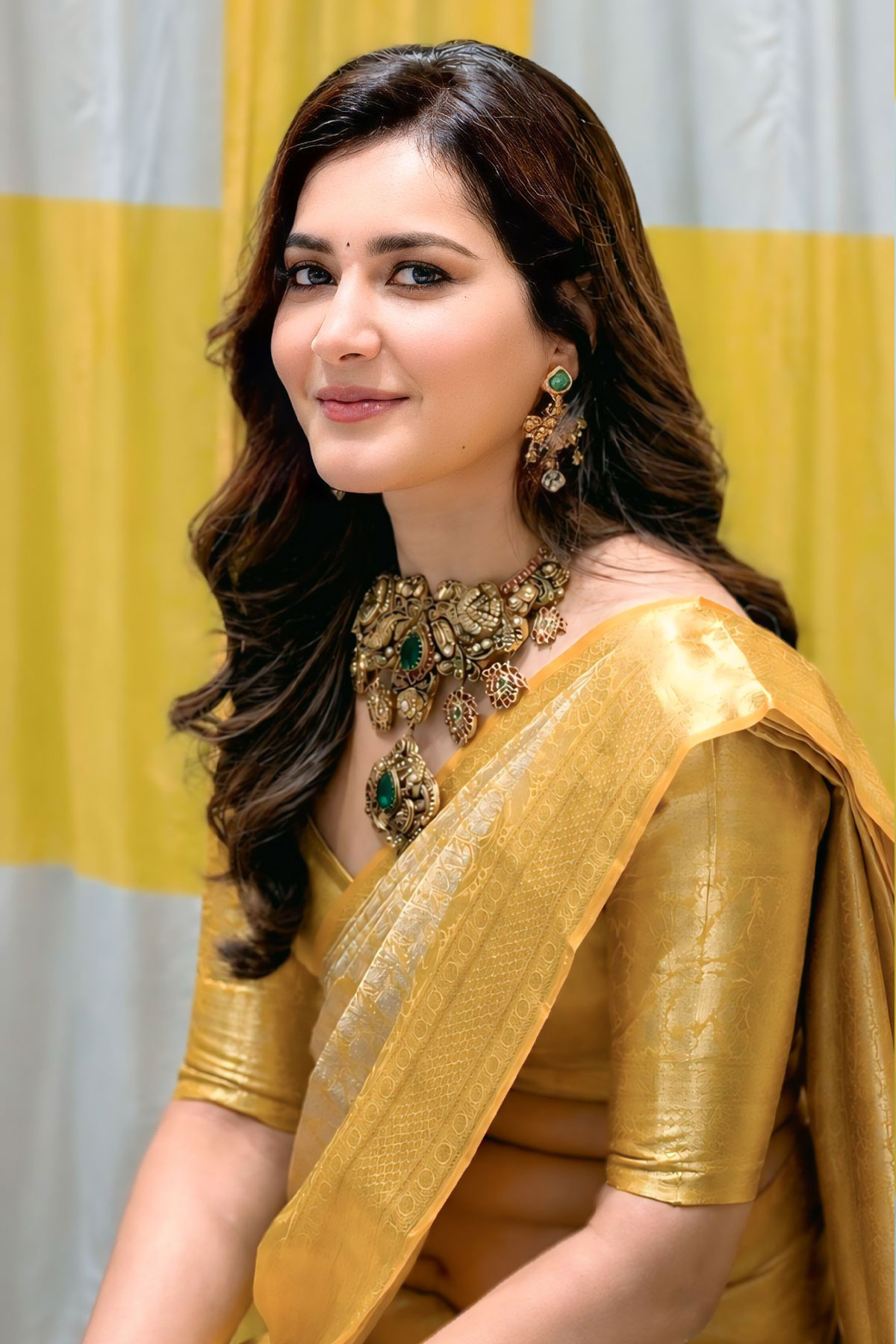 Raashii Khanna Antique Temple Jewellery Look RC Puram Event