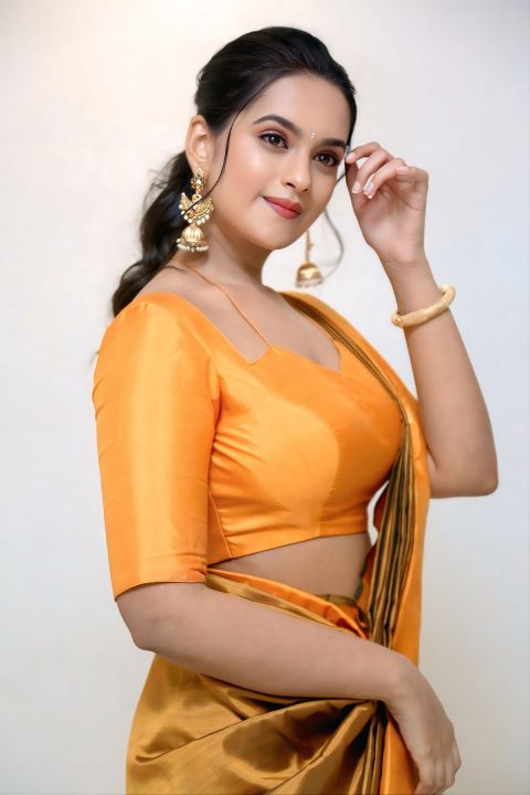 Samaira Sri Traditional Silk Saree Look at Karmakhya Launch