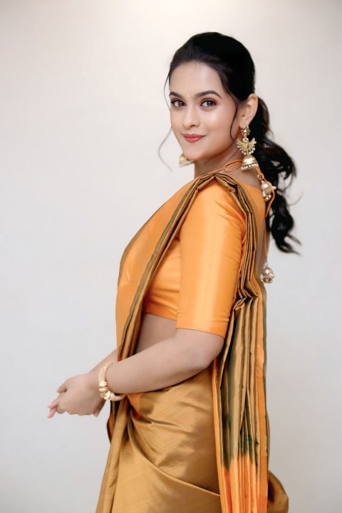 Samaira Sri Antique Peacock Jhumkas and Silk Saree