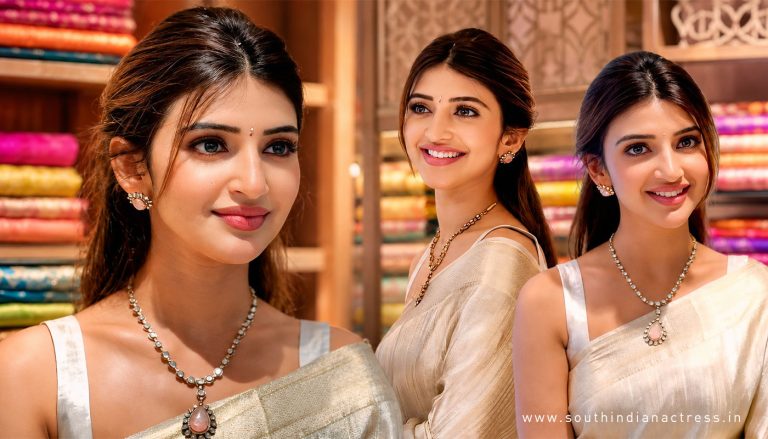 Actress Sreeleela Traditional Golden Silk Saree KPHB Hyderabad