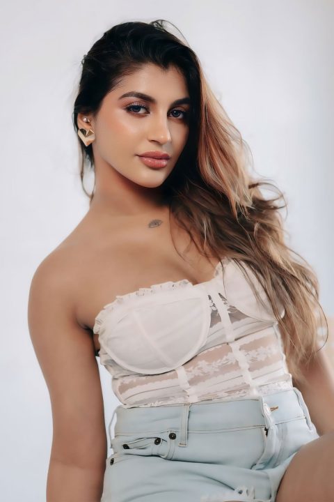 Yashika Aannand Stunning Hot Look in White Corset and Shorts