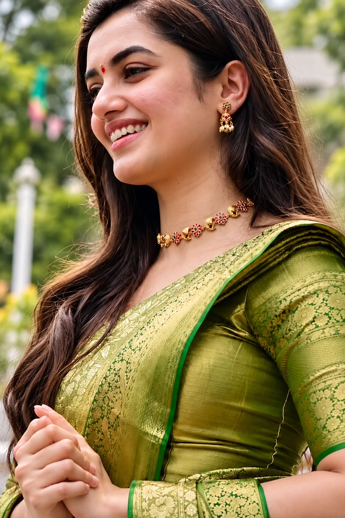 Bhagyashri Borse Radiant Close-Up at Nirmal Event