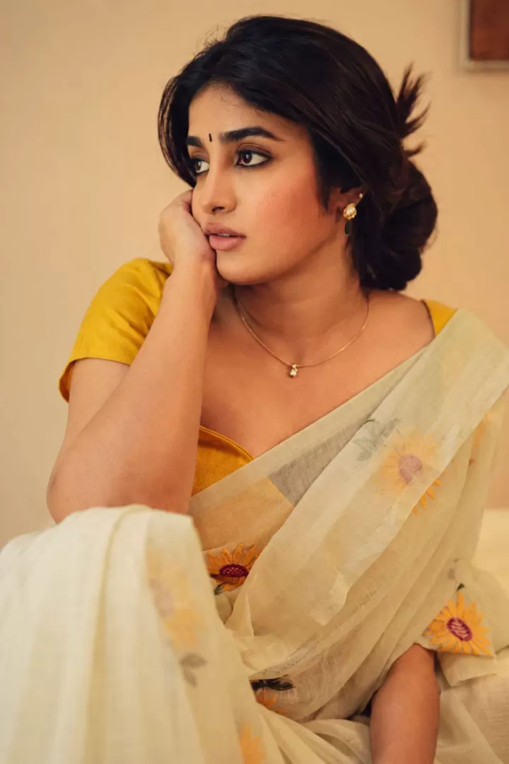 Dimple Hayathi Sunflower Saree Look Turns Heads